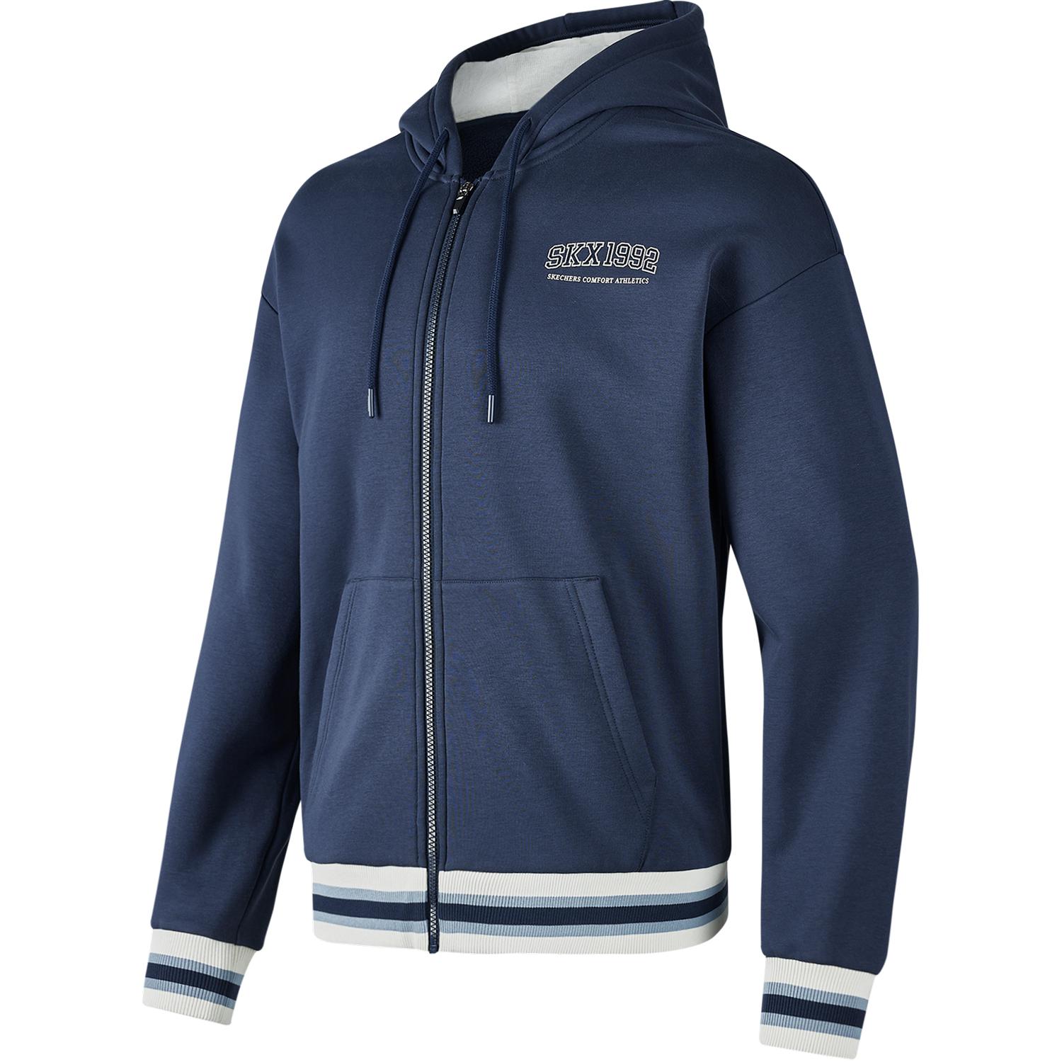Skechers Hooded Fleece Lined Zip-Up Jacket Long Sleeve Sweatshirt Navy P424U029-002Z