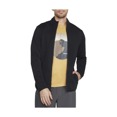 Skechers Hoodless Ottoman Zip-Up Relaxed Fit Jacket - Black JA25-BLK