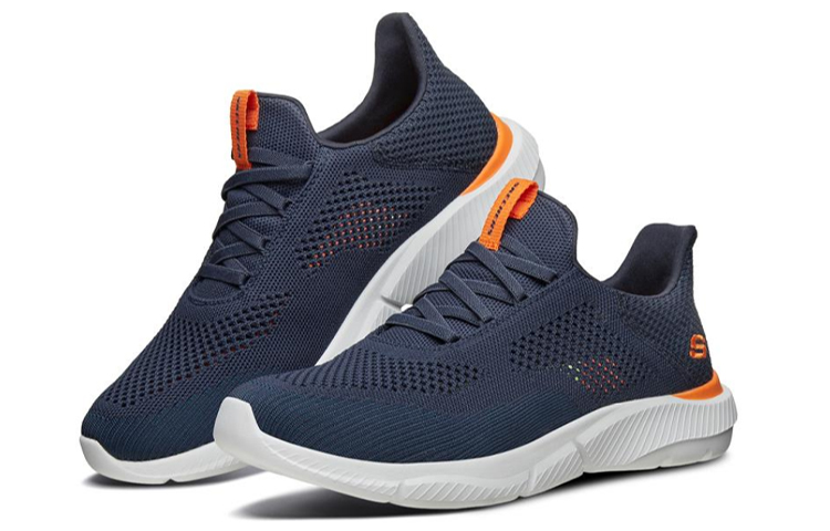 Lookbook Skechers Ingram Biru/Hitam/Jingga 666097-NVOR