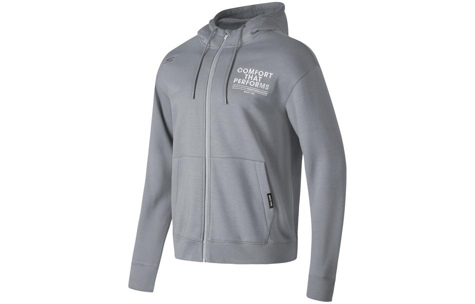 Skechers Knit Hooded Retro Classic Casual Sports Jacket Wind Gray P423M104-02N6