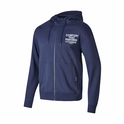 Skechers Knit Hoodie Retro Classic Casual Jacket Navy Blue P423M104-02MZ