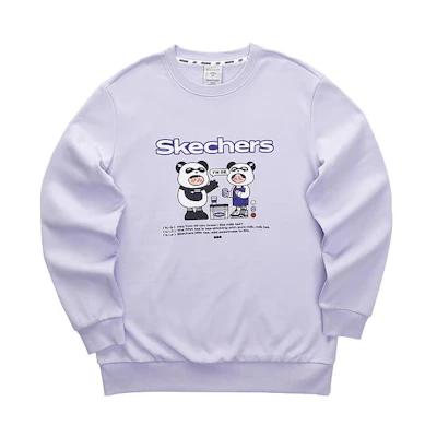 Skechers Letter Cartoon Print Knit Sweatshirt Unisex - Heather Purple L423U055-00FW