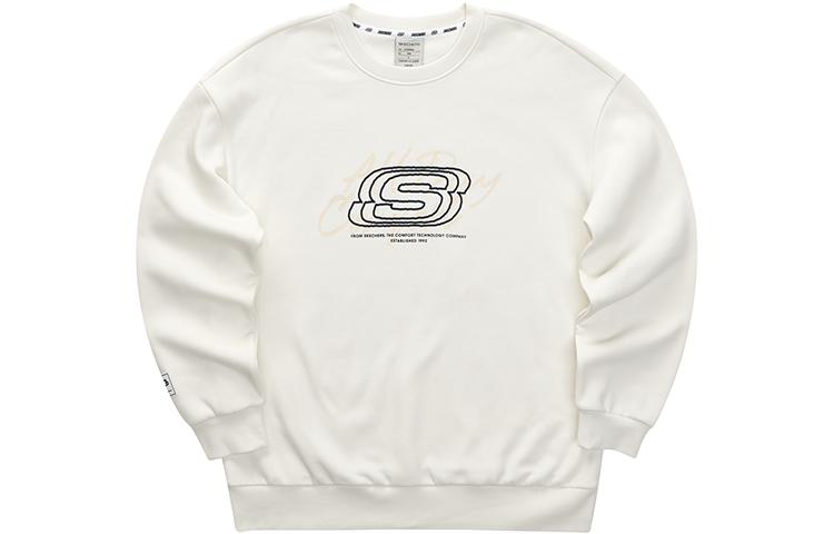 Skechers Letter Crewneck Pullover Sweatshirt Unisex Cotton White L323U124-0074