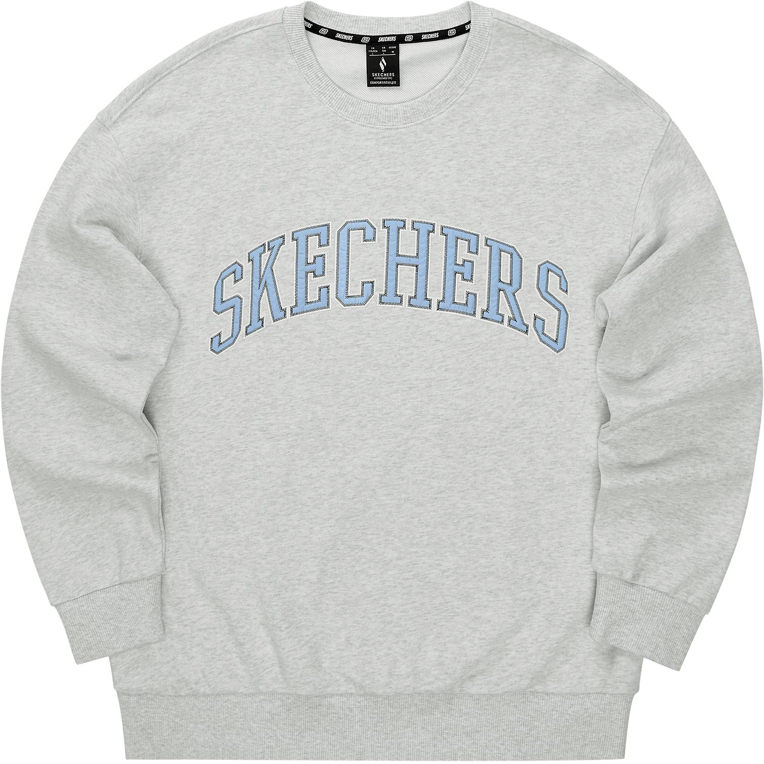 Skechers Letter Embroidery Soft Comfort Unisex Casual Sweatshirt Light Gray White L324U065-0248