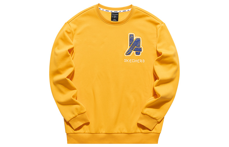 Skechers Letter Logo Embroidered Fleece Pullover Sweatshirt Yellow Unisex L121U177-00X6