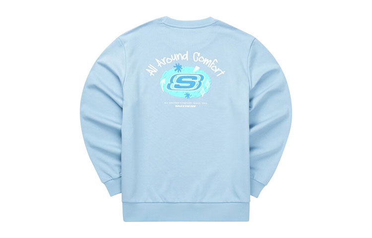 Skechers Letter Logo Print Crewneck Sweatshirt Unisex Air Blue L322U138-01CQ