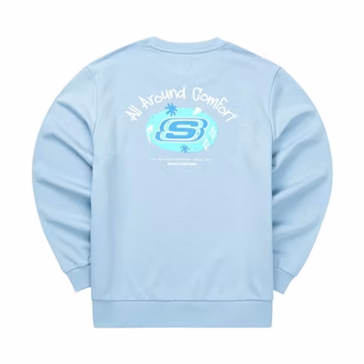 Skechers Letter Logo Print Crewneck Sweatshirt Unisex Air Blue L322U138-01CQ