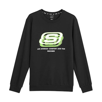 Skechers Letter Logo Print Knit Crewneck Sweatshirt Unisex L321U240