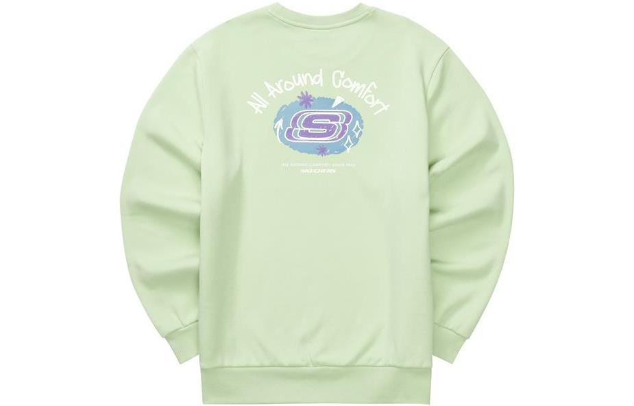 Skechers Letter Logo Pullover Crewneck Fleece Sweatshirt Unisex Light Grass Green L322U086-01YW