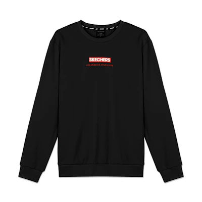 Skechers Letter Logo Pullover Sweatshirt Unisex Carbon Black Color L320U110-0018