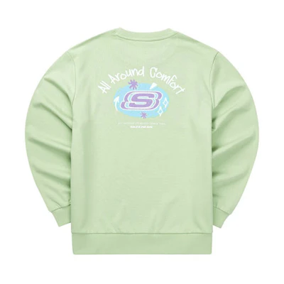 Skechers Letter Logo Vintage Print Crewneck Sweatshirt Unisex Light Grass Green L322U138-01YW