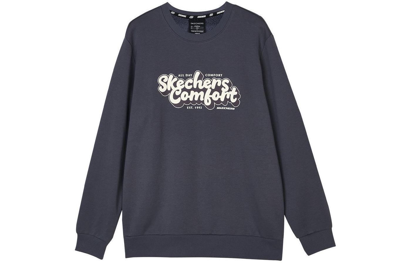 Skechers Letter Print Casual Long-Sleeve Unisex Sweatshirt Odyssey Gray L323U107-026R