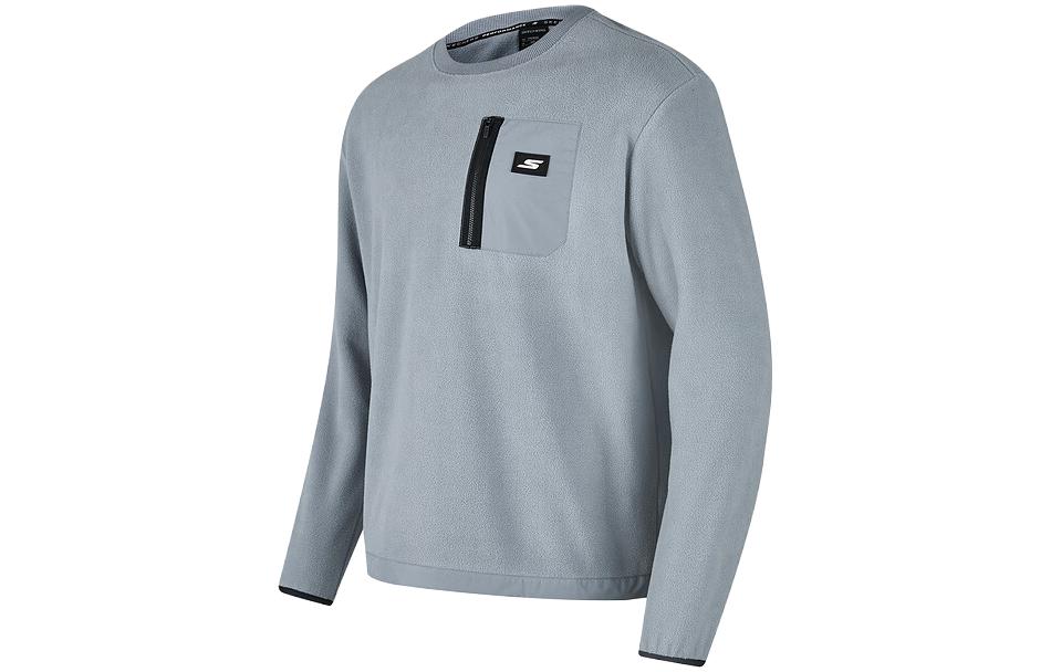 Skechers Letter Print Crewneck Knit Pullover - Light Grey P423M144-02N6
