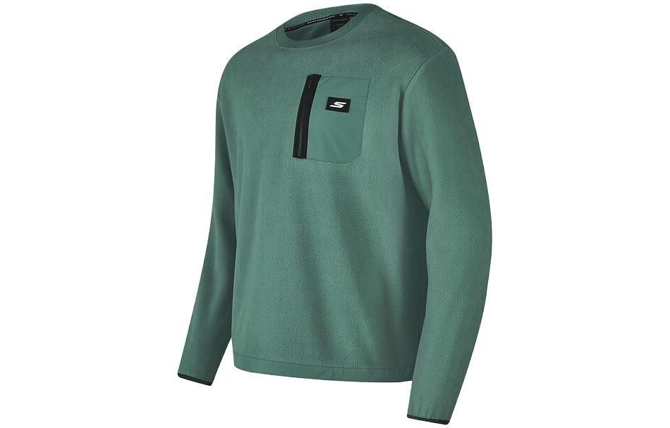 Skechers Letter Print Crewneck Knit Pullover Sweatshirt Men’s Bush Green P423M144-03RT