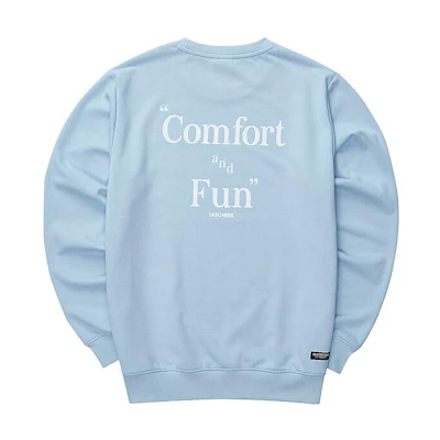 Skechers Letter Print Crewneck Knit Pullover Sweatshirt Unisex Airy Blue L421U159-01CQ