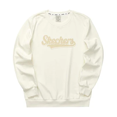 Skechers Letter Print Crewneck Long-Sleeve Sweatshirt Unisex - Marshmallow White L323U075-0074