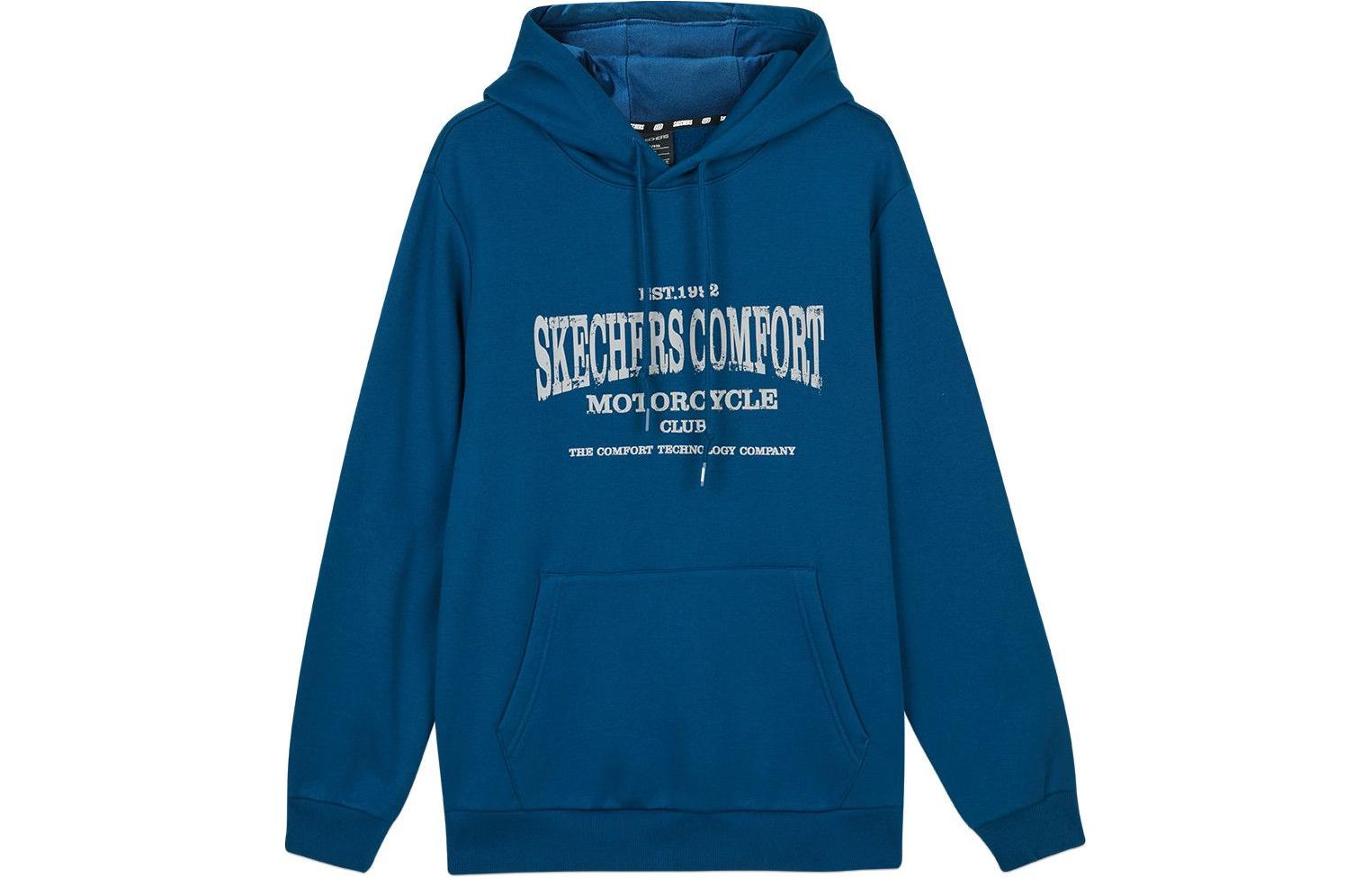 Skechers Letter Print Fleece Pullover Hoodie - Poseidon Blue L423M132-00H1