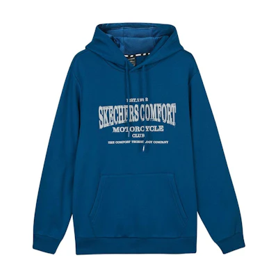 Skechers Letter Print Fleece Pullover Hoodie - Poseidon Blue L423M132-00H1