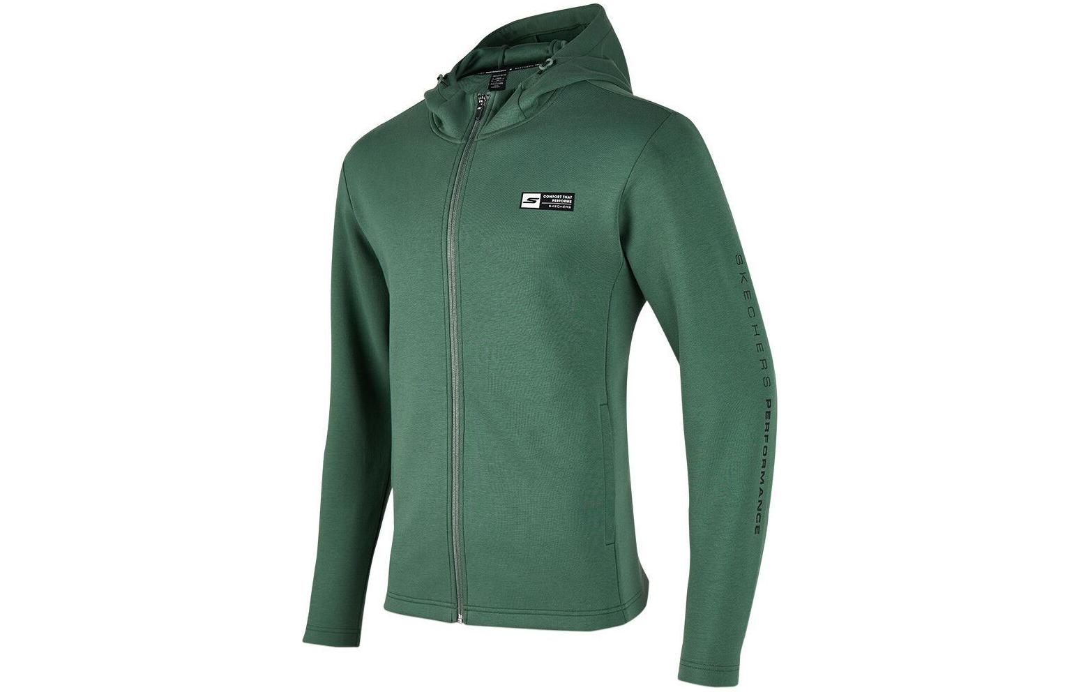 Skechers Letter Print Hooded Zip Jacket Bush Green P423M095-03RT