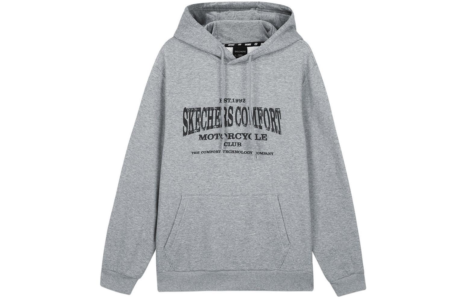 Skechers Letter Print Hoodie - Fleece Lined, Mid Grey L423M132-004F