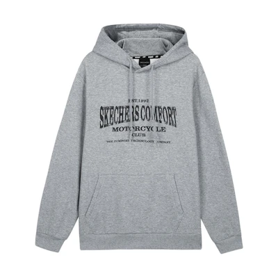 Skechers Letter Print Hoodie - Fleece Lined, Mid Grey L423M132-004F