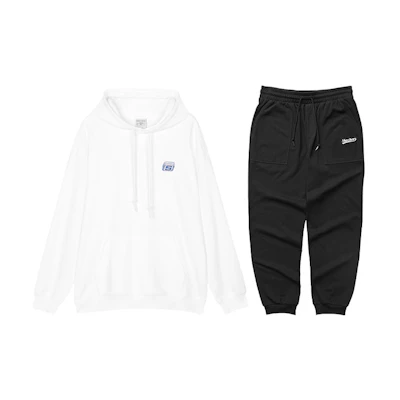 Skechers Letter Print Hoodie & Jogger Set Unisex - Bright White/Carbon Black L122U250-0019+L322M002-0018