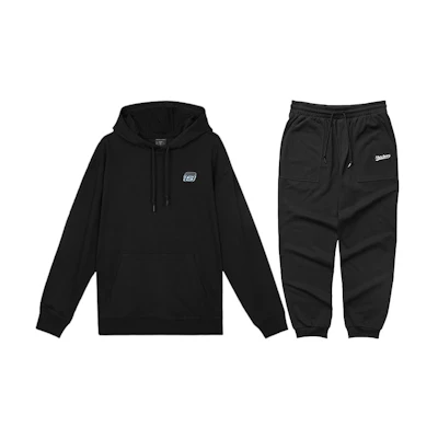 Skechers Letter Print Hoodie & Jogger Sweat Set Unisex - Carbon Black L122U250-0018+L322M002-0018