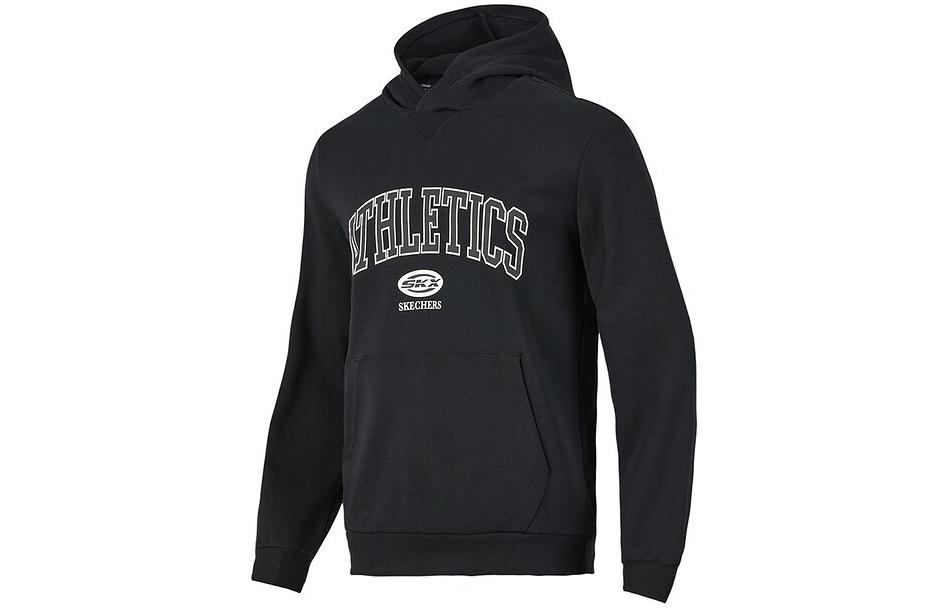 Skechers Letter Print Hoodie Casual Knitwear Carbon Black P423M041-0018