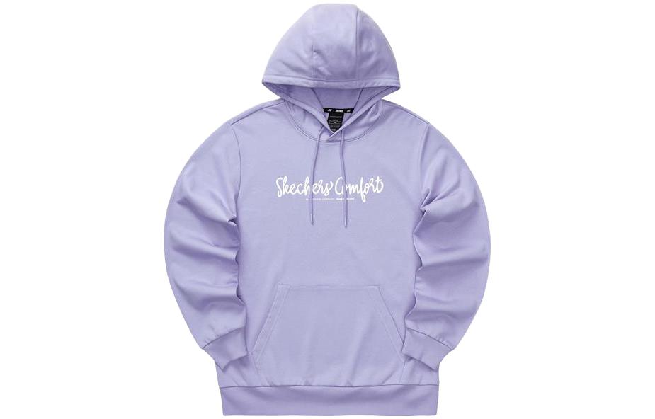 Skechers Letter Print Knit Hoodie Unisex Long Sleeve Pullover - Light Purple L322U104-01DU