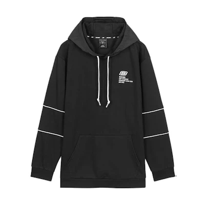 Skechers Letter Print Knit Pullover Hoodie - Charcoal Black L420M193-0018