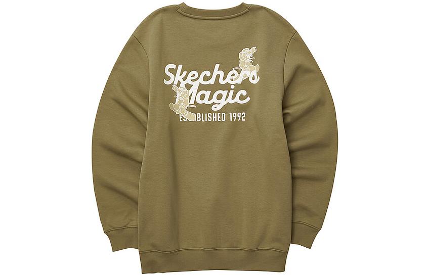 Skechers Letter Print Knit Pullover Sweatshirt Unisex Beige Brown L423U073-01N2