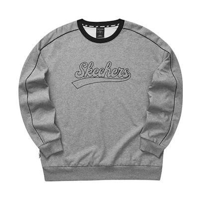 Skechers Letter Print Retro Casual Sweatshirt Unisex Medium Heather Gray L323U080-004F