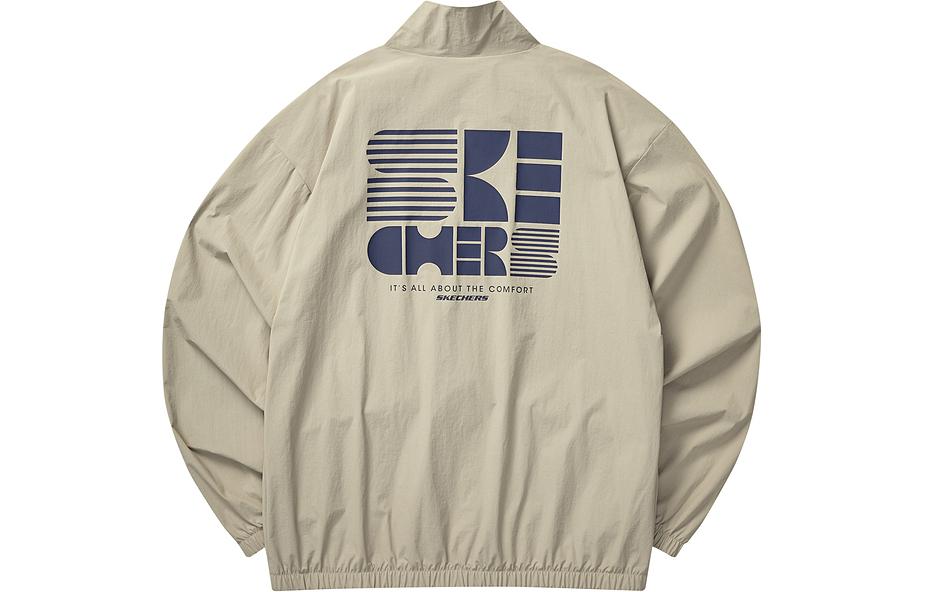 Skechers Lightweight Quick-Dry Jacket with Letter Print in Rock Beige L223M080-00V8