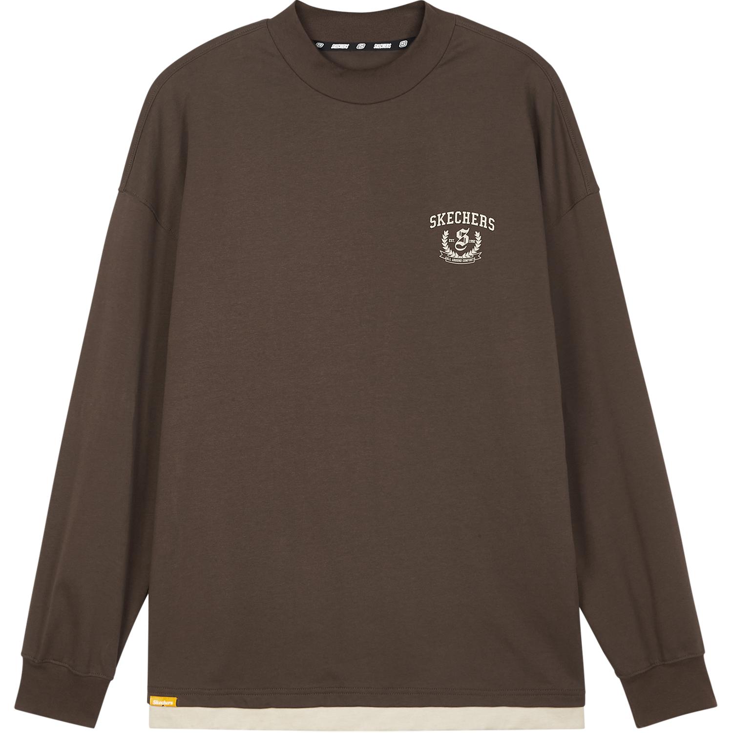 Skechers Logo Brown Unisex Crewneck Outdoor Casual Sports Sweatshirt L324U111-02Z9