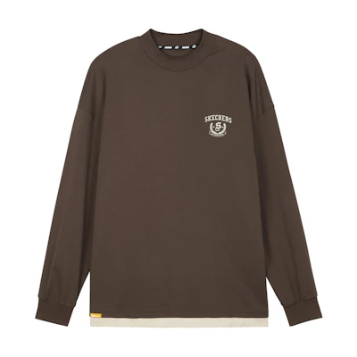 Skechers Logo Brown Unisex Crewneck Outdoor Casual Sports Sweatshirt L324U111-02Z9