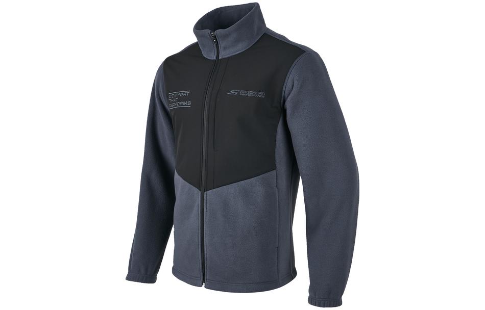 Skechers Logo Fleece Retro Colorblock Stand Collar Jacket Men’s Dark Gray P423M070-00W5