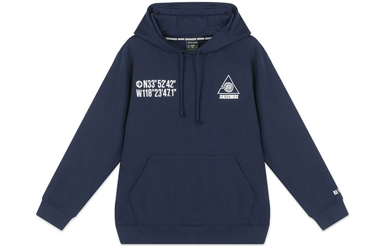 Skechers Logo Navy Blue Knit Hooded Sweatshirt for Men L120M063