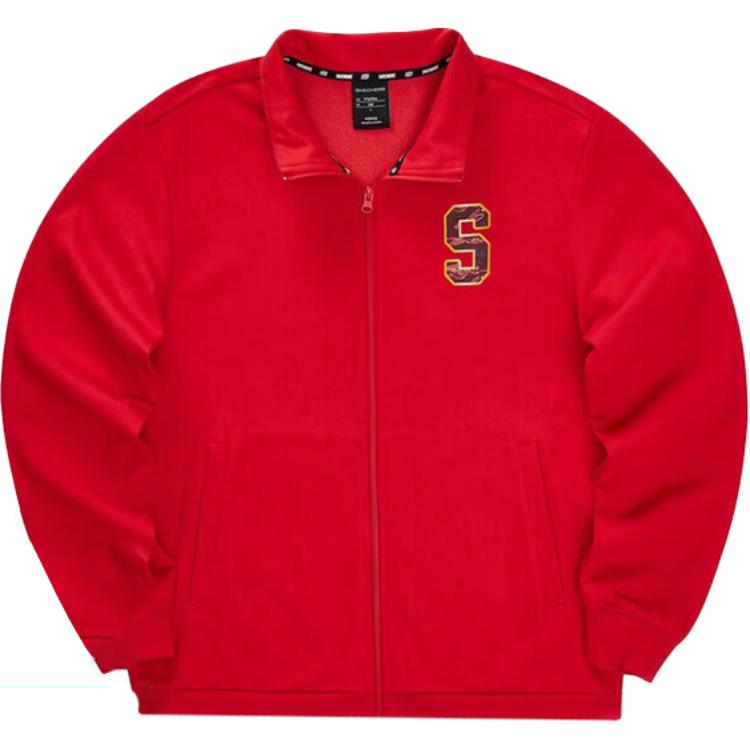 Skechers Logo Print Breathable Comfortable Long-Sleeve Jacket - Racing Red L123M023-001W