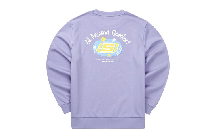 Skechers Logo Print Crewneck Sweatshirt Unisex in Sweet Lavender L322U138-01DU