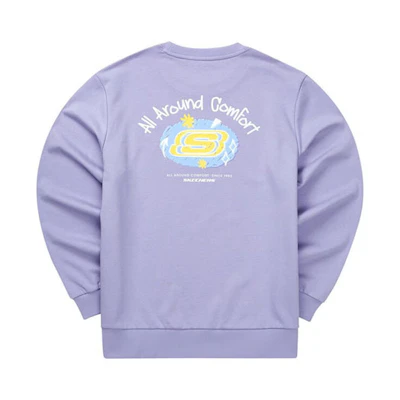 Skechers Logo Print Crewneck Sweatshirt Unisex in Sweet Lavender L322U138-01DU