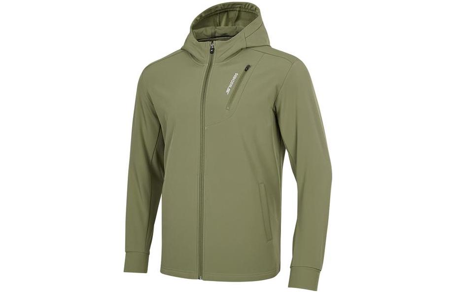 Skechers Logo Print Hooded Zip Jacket Deep Olive Green P422M081