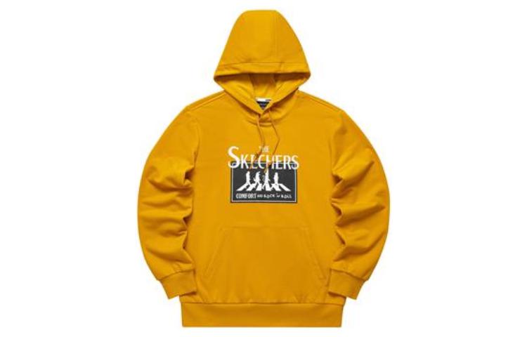 Skechers Logo Print Hoodie Unisex - Gold Yellow L421U001