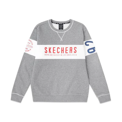 Skechers Logo Print Knit Crewneck Pullover Sweatshirt Men L419M065