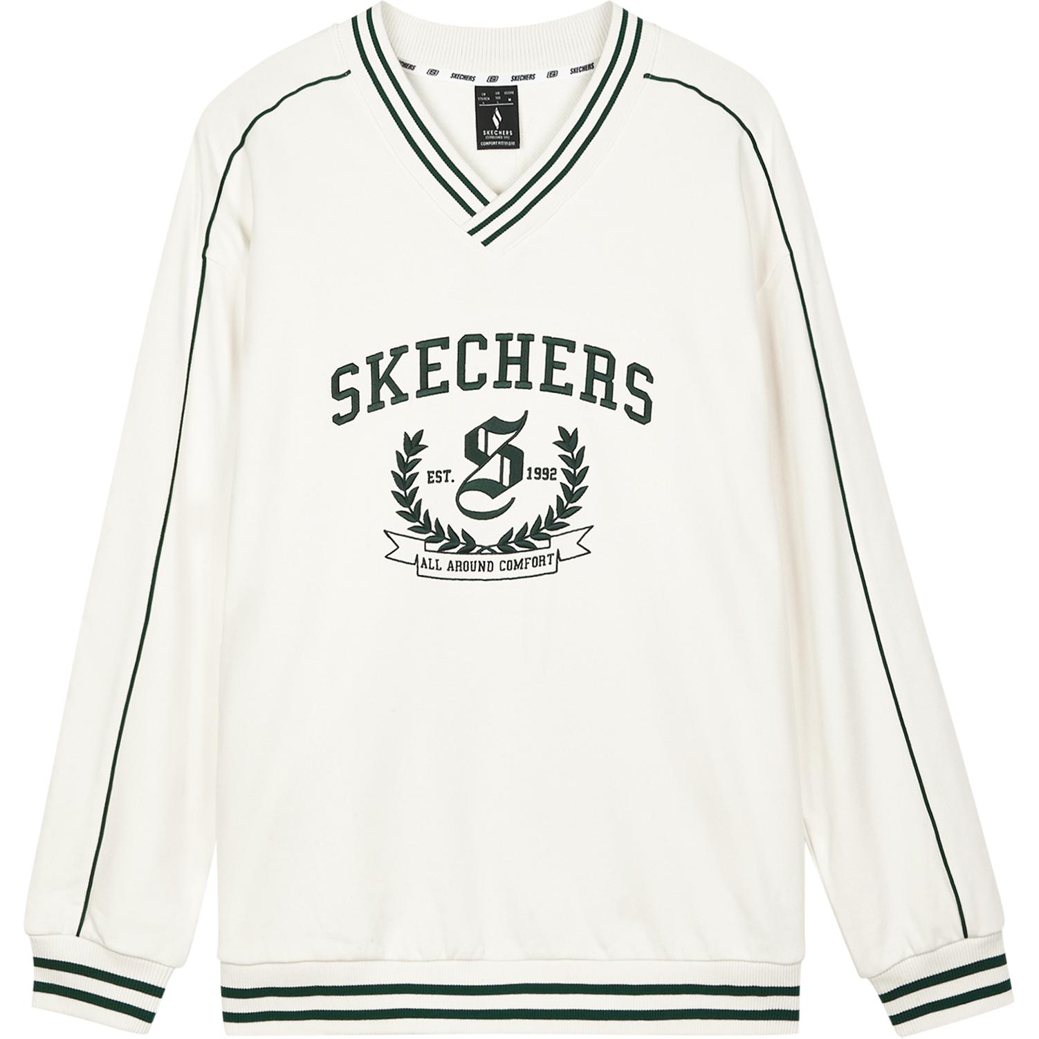 Skechers Logo Print Outdoor American Style Pullover Sweatshirt Unisex - Off-White L324U077-0074