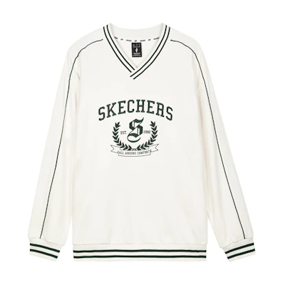 Skechers Logo Print Outdoor American Style Pullover Sweatshirt Unisex - Off-White L324U077-0074