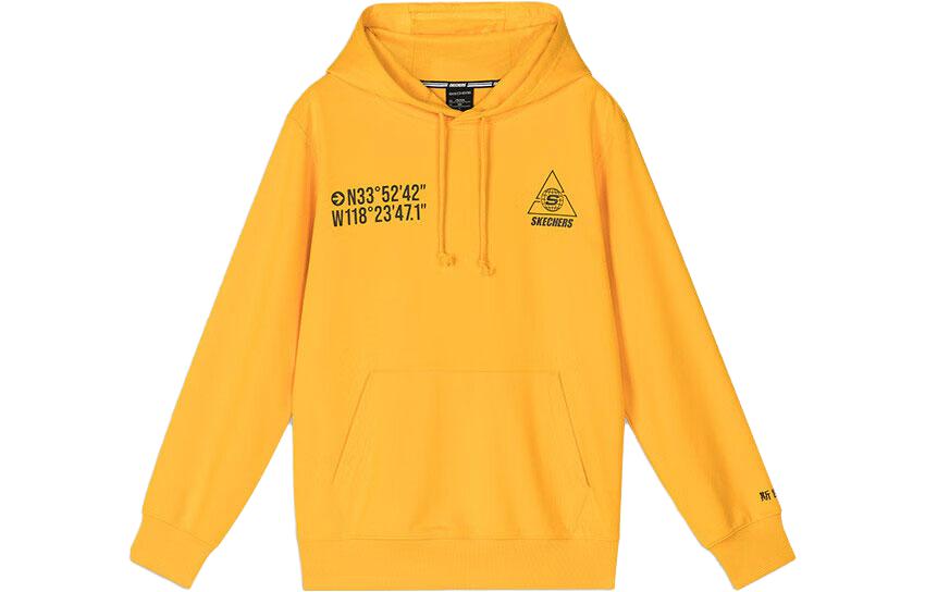 Skechers Logo Printed Knit Hoodie for Men - Gold Yellow L120M063-001N
