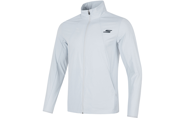Skechers Logo Printed Stand Collar Zip Jacket Men’s Dawn Gray P423M054-01DS
