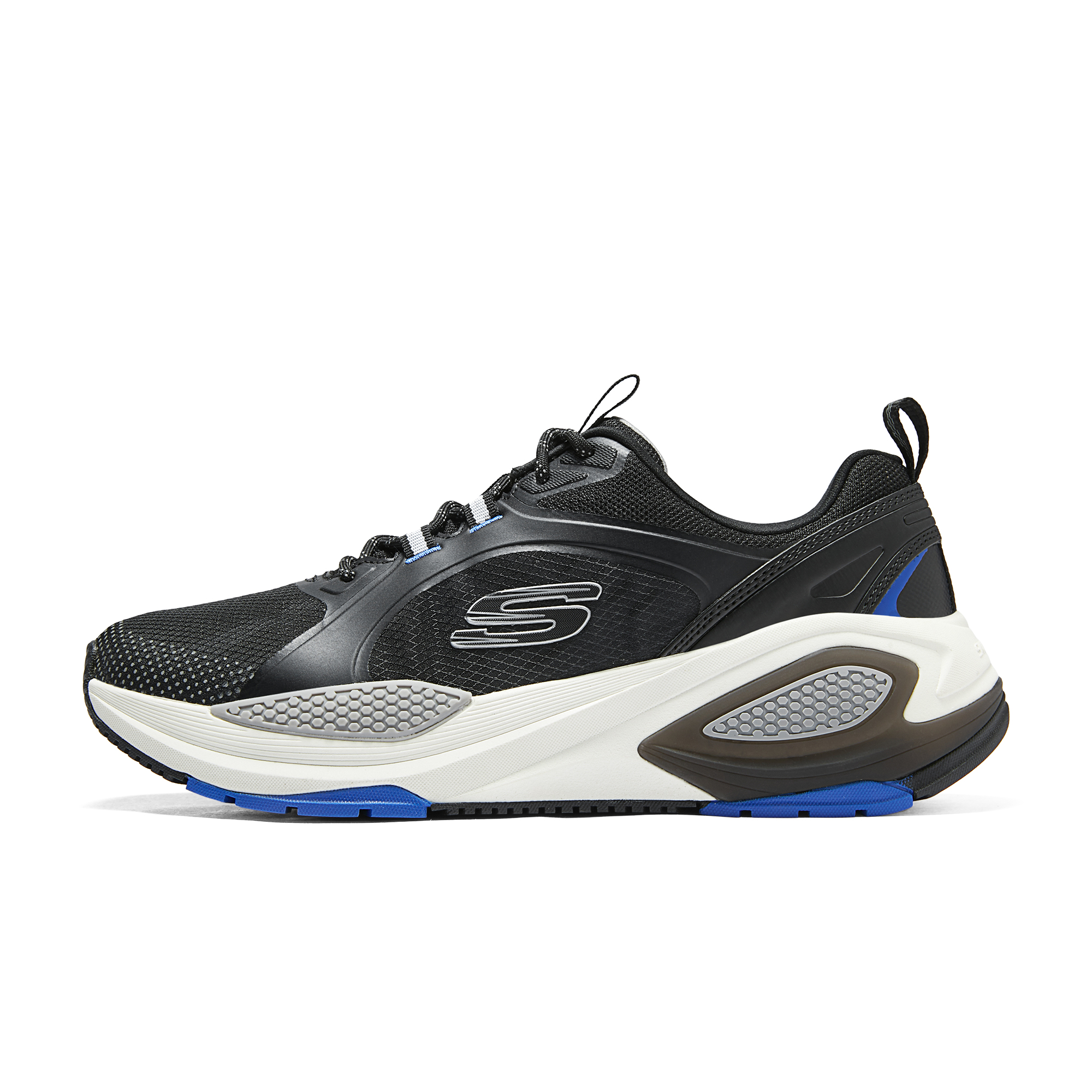 Skechers Low-Top Running Sneakers 'Comfort Mesh Shock-Absorbing Black Blue' 232736-BKBL
