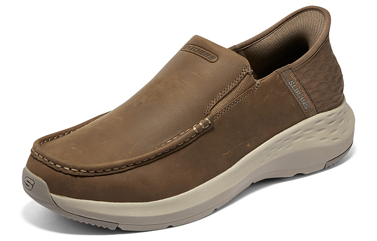 Lookbook Skechers 商務休閒百搭 耐磨透氣 低筒 生活休閒鞋 男款 棕色