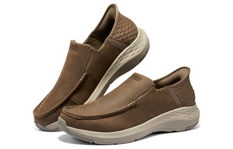 Shop Skechers 商務休閒百搭 耐磨透氣 低筒 生活休閒鞋 男款 棕色